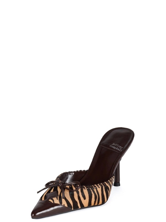Jeffrey Campbell Shoes - Jeffrey Campbell Clara B-F Tan Brown Zebra-Print Pointed Mule Heel $195 Nib